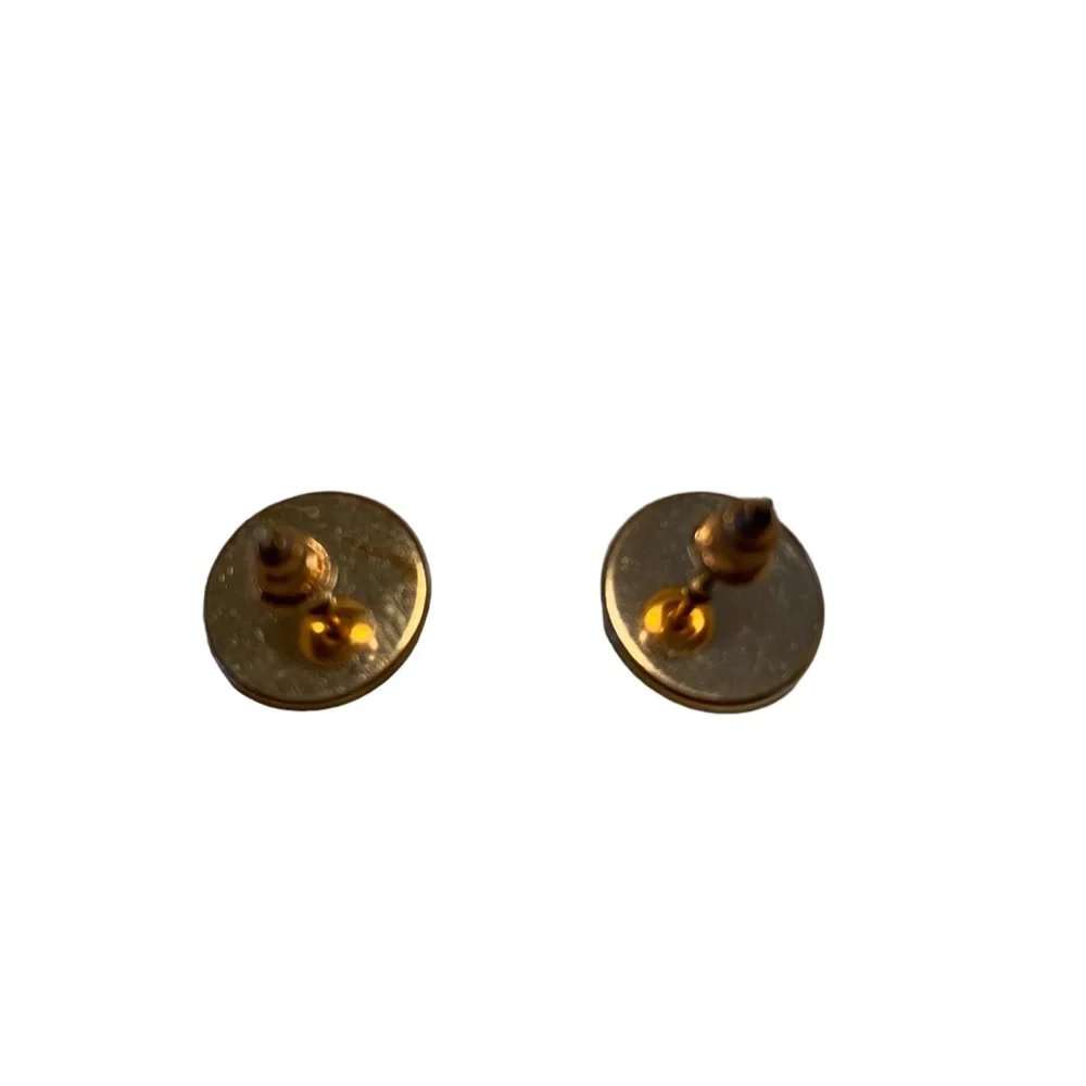 Blue Drusy Druzy Quartz Stud Pierced Earrings Gold tone halo Womens Jewelry